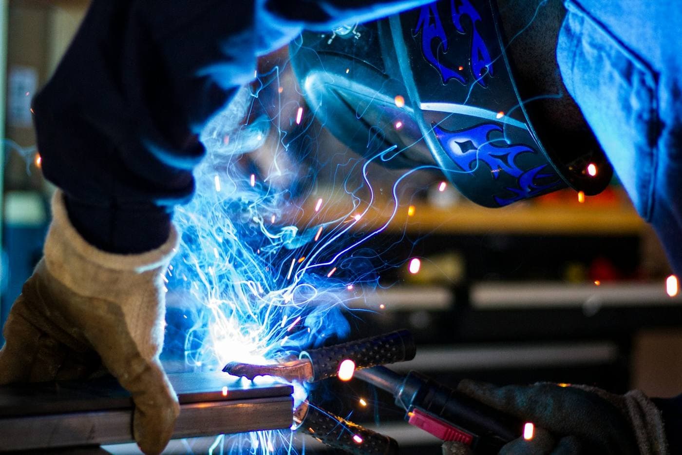 Industrial metal fabrication in a workshop